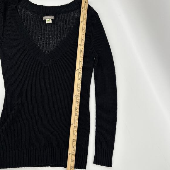 Tommy Bahama Linen Blend Sweater Womens Sise M Black V Neck Open Knit Longline - Picture 4 of 7